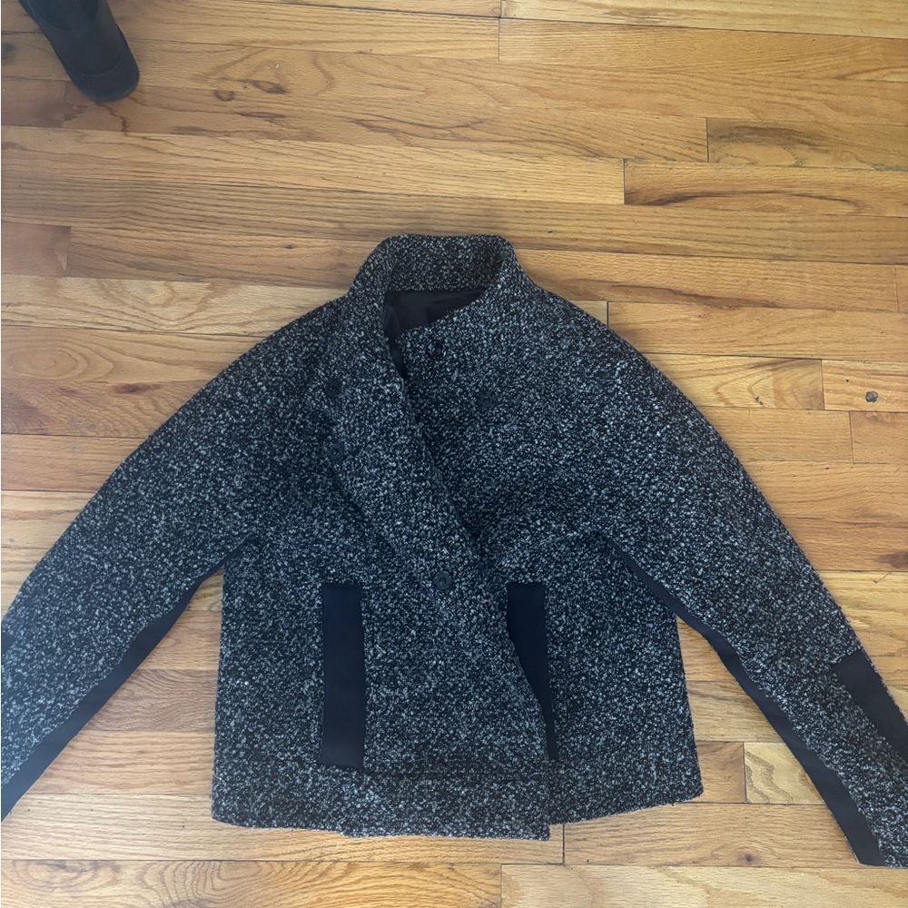 J. Crew Black and Gray Teddy Jacket Plush Warmth